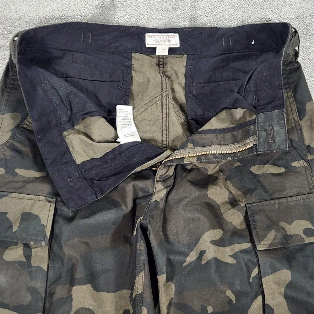 Wallace & Barnes Pants Mens 31x31 Green Camo Cargo Drawstring Hem Workwear